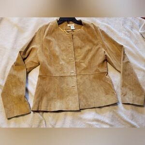 Pursuits Limited Suede Leather Jacket Honey Brown Womens Size 14 New With Tags